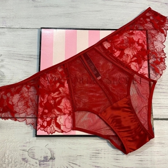 Victoria secret- Red Satin Embroided Mesh & Lace Cheekini - Picture 5 of 5
